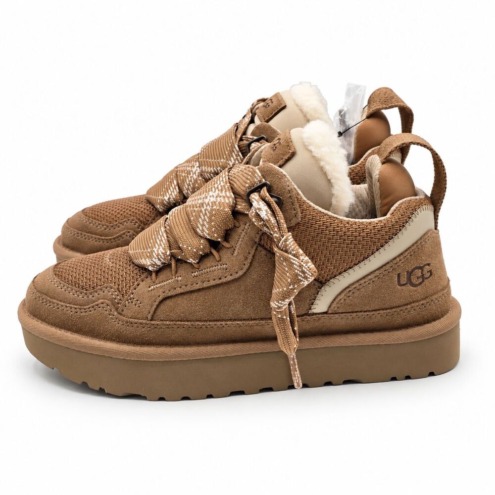 UGG Lowmel Sneakers Womens 6 Chestnut Suede Mesh Padded Lace Up Shoes 1144032 - Picture 4 of 8